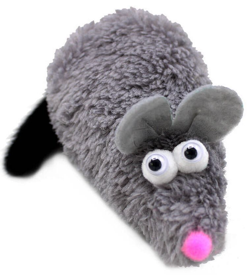 sh-07369 GoSi Игрушка для Кошек "Мышка-пищалка, хвост-натуральная норка" Серая