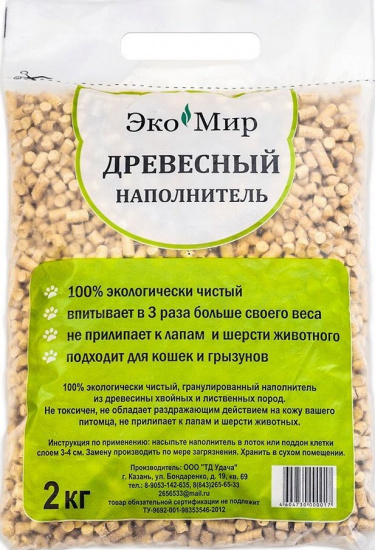 Древесный наполнитель "ЭкоМир" 4 кг