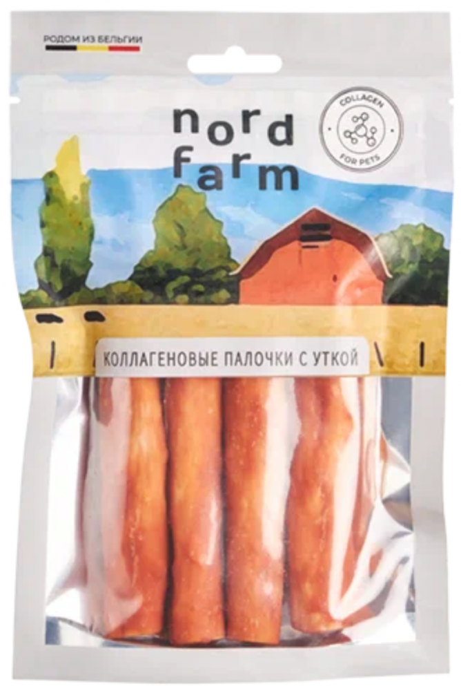 Лакомство Nord Farm Коллагеновые палочки с уткой (18-20 мм/шт) 90 г для собак