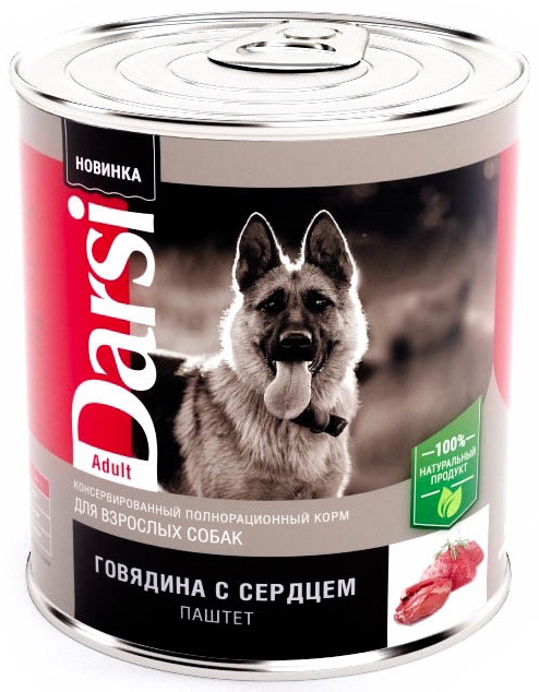 Корм Darsi (паштет) для взрослых собак &quot;Говядина с сердцем&quot;, 850 г