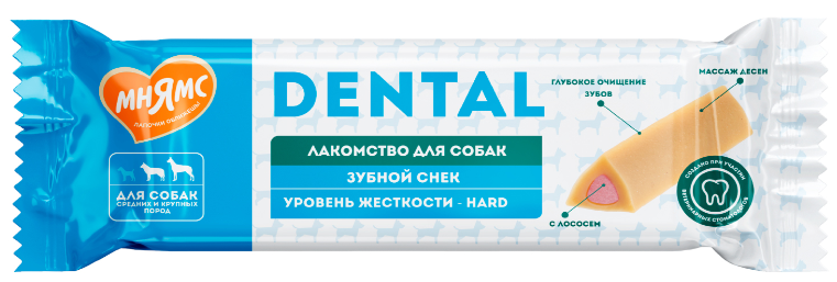 Лакомство Мнямс ДЕНТАЛ Зубной снек с лососем для собак 85 г