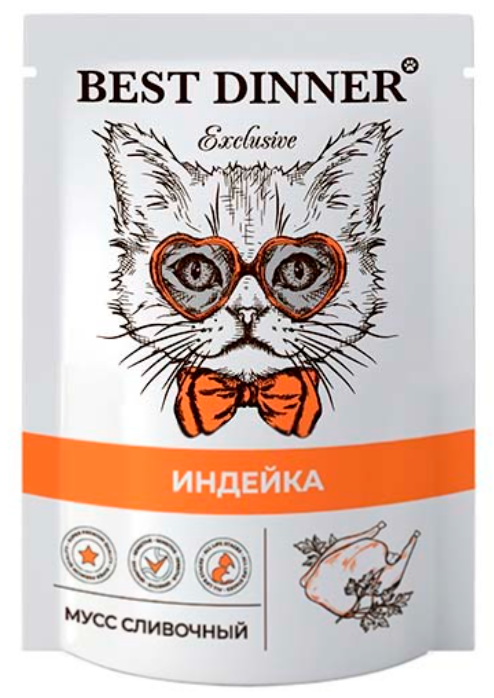 Влажный корм Best Dinner Мусс сливочный Индейка для кошек и котят с 1 месяца 85 г