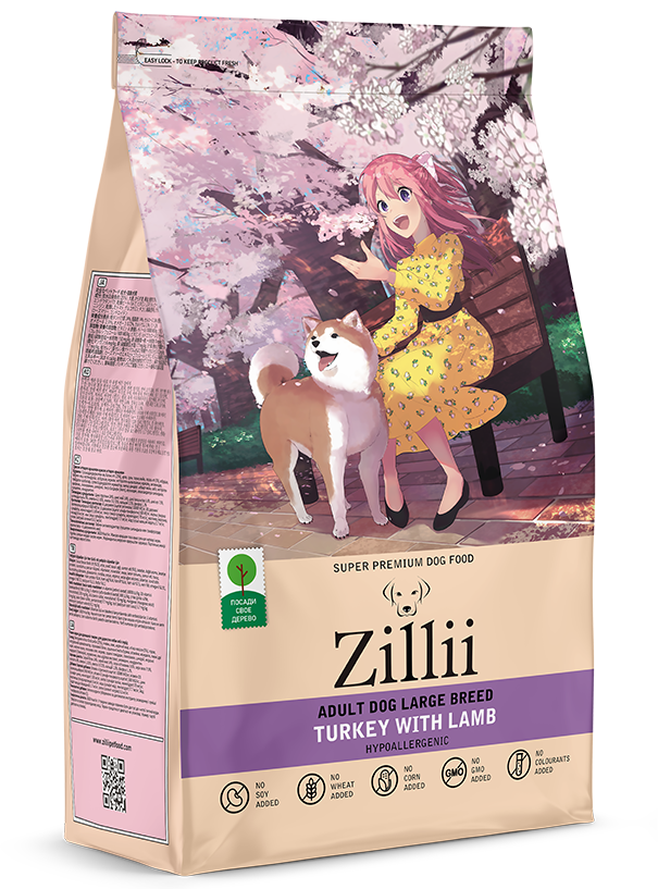 Корм ZILLII Adult Dog Large Breed для взрослых собак КРУПНЫХ Индейка с Ягнёнком 3 кг