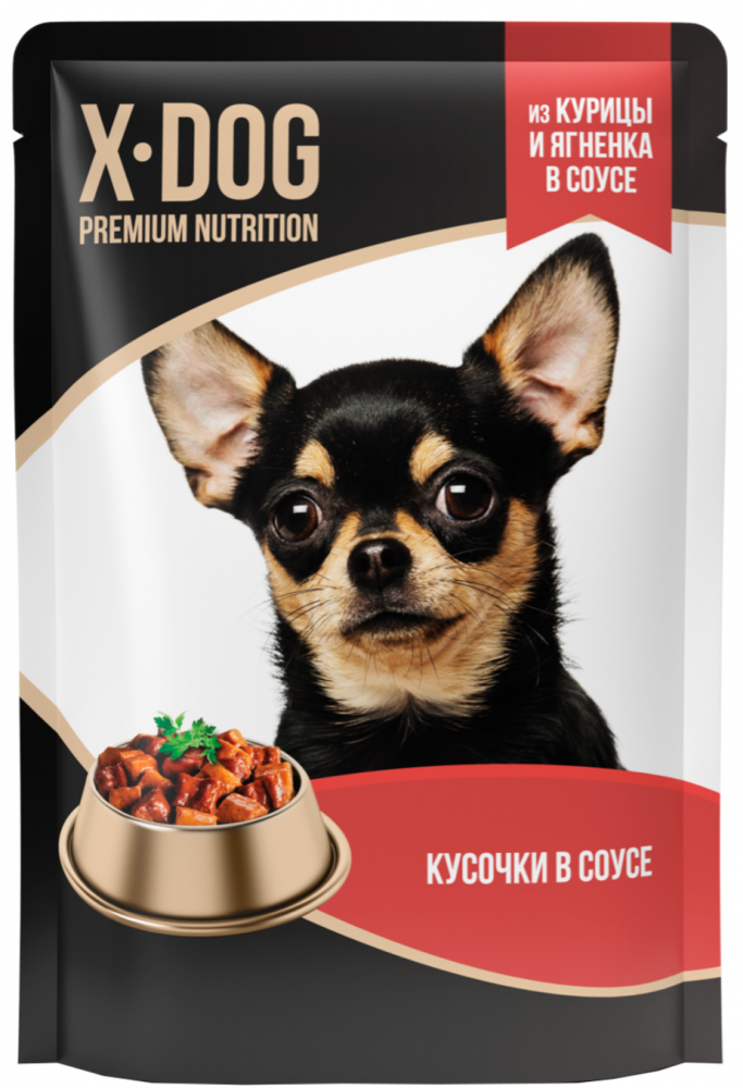 Корм X-dog (в соусе) для собак малых пород, с курицей и ягненком, 85 г