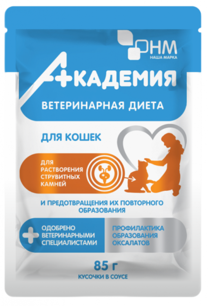 ВЕТДИЕТА Академия паучи д/ кошек для растворения струвитных камней,предотвращения их образования 85г