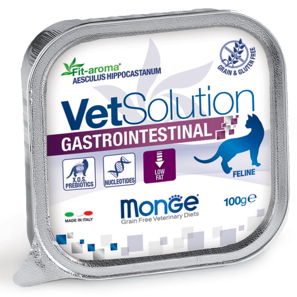 Диетический корм Monge VetSolution Cat Gastrointestinal гастро интестинал для кошек при заболеваниях ЖКТ 100 г