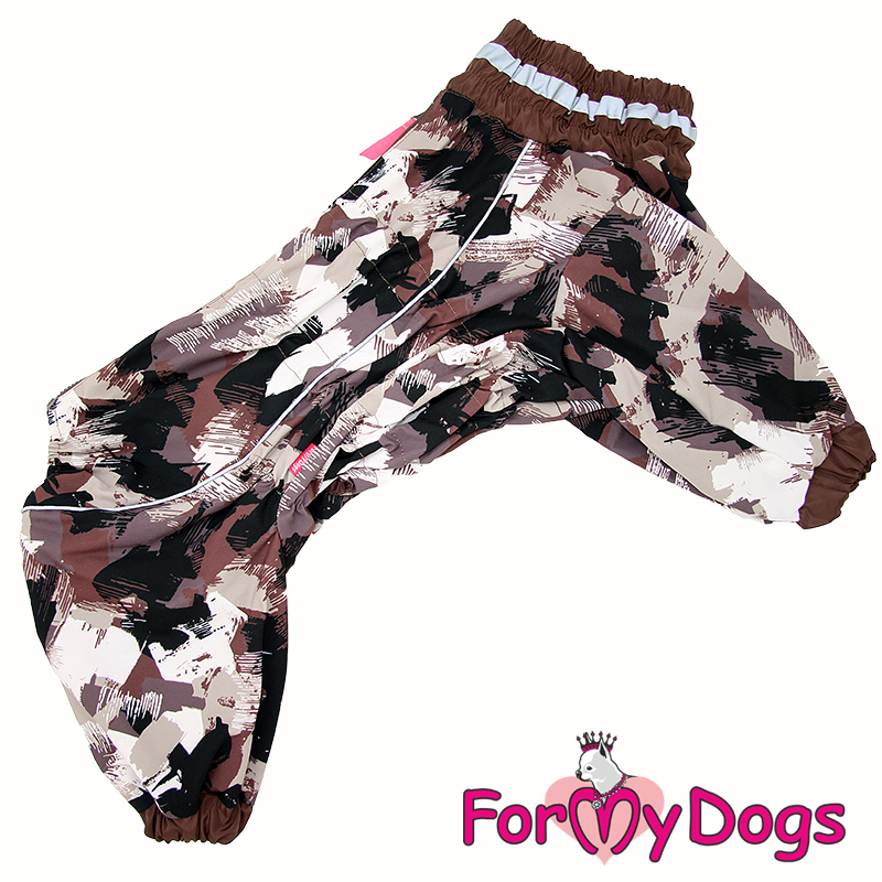 ForMyDogs Комбинезон ДОЖДЕВИК для собак Коричневый камуфляж для мальчиков  С1 55*75 см
