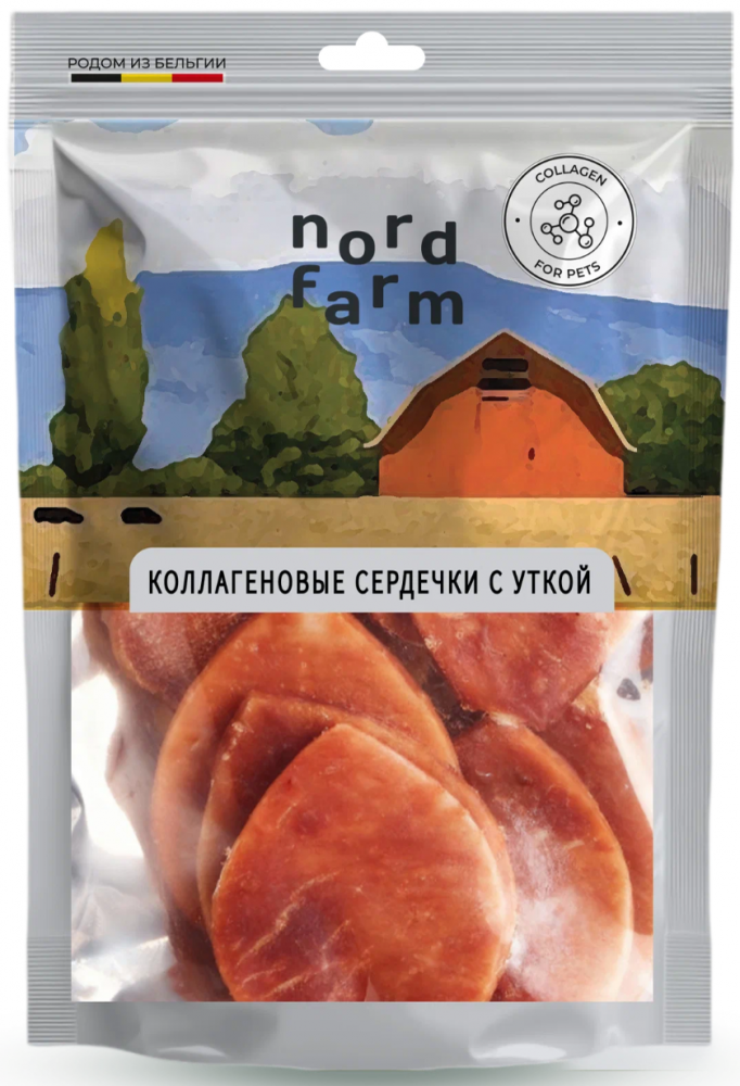 Лакомство Nord Farm Коллагеновые сердечки с уткой 90 г для собак