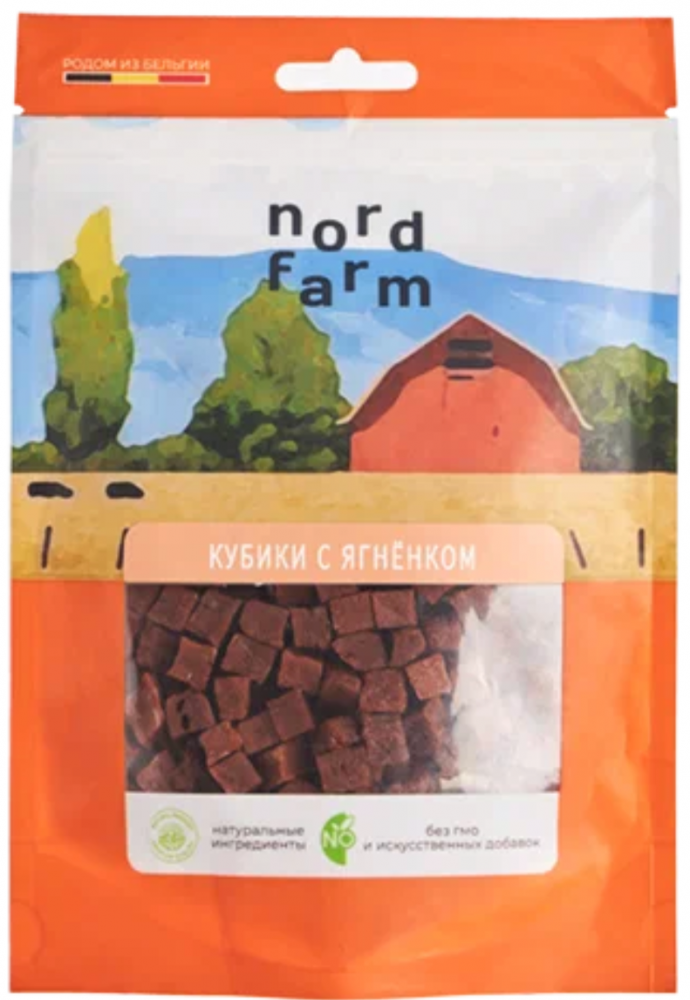 Лакомство Nord Farm Кубики с ягнёнком (8 мм/шт) 90 г для собак