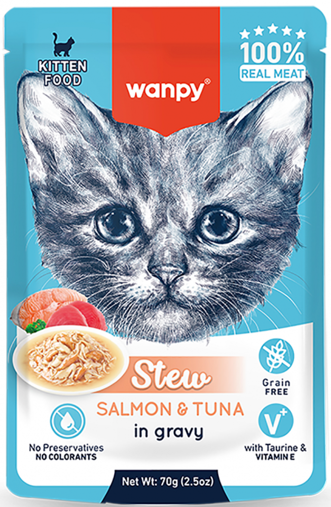 Консерва Вампи кет Паучи Рагу из лосося и тунца для КОТЯТ: МУСС 50 г