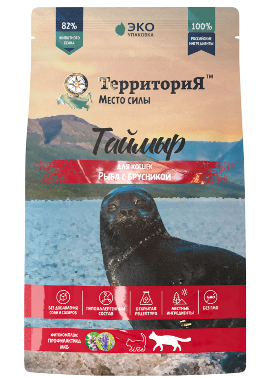 Корм Территория Таймыр для кошек, рыба с брусникой