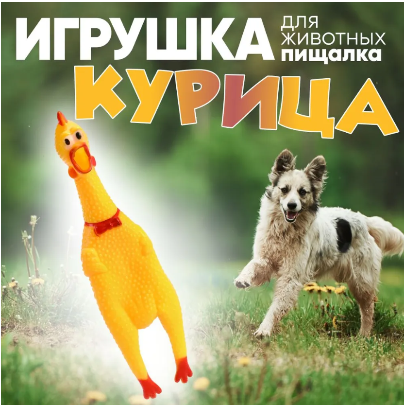 Игрушка Китай с пищалкой "Кричащая курица" "Орущая курица" для собак 16 см