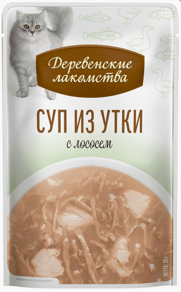 НАБОР Деревенские лакомства из Утки с лососем : СУП 4*35 г для кошек