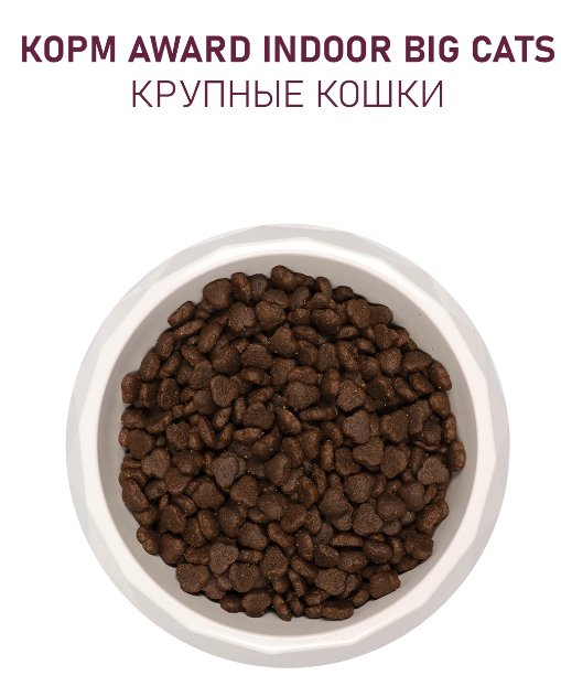 Сухой корм AWARD Indoor Big cats для взрослых домашних кошек крупных пород с говядиной и курицей с добавлением брокколи и юкки Шидигера
