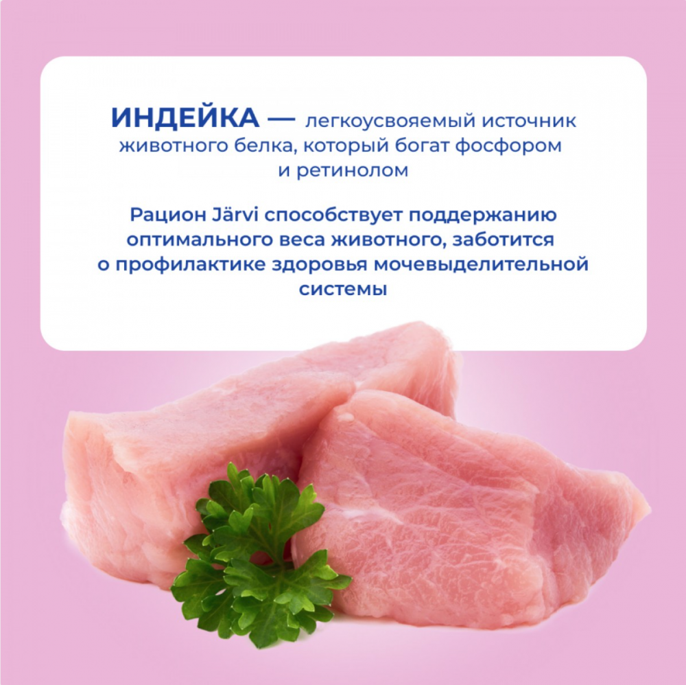 Консерва Jarvi Экстра Мит Стерил Индейка (пауч) для стерилизованных кошек 85 г: ЖЕЛЕ